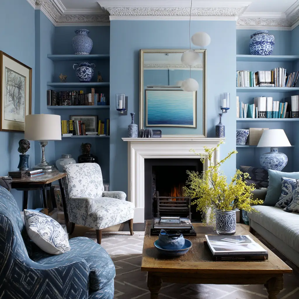 Sky Blue and White
