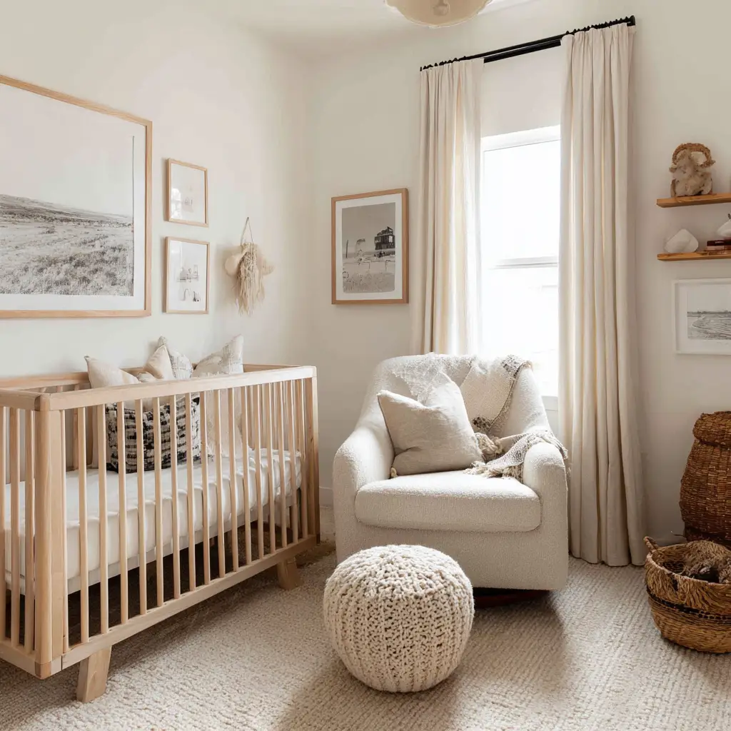 Soft White Walls with Natural Wood Accents