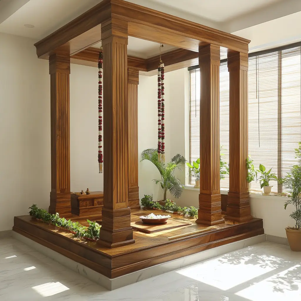 South Indian-Style Wooden Pillars