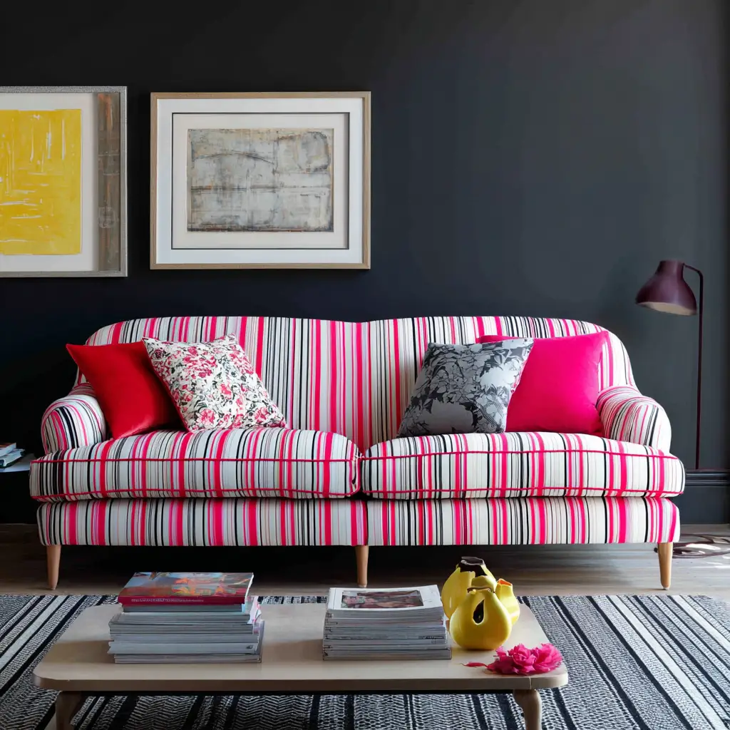 Striped or Patterned Sofa for a Playful Twist