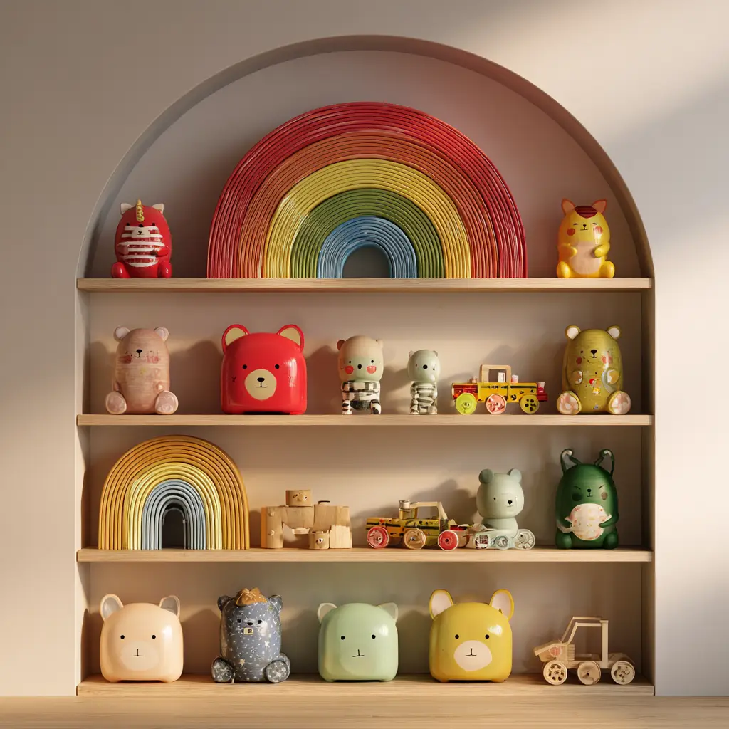 Toy Shelf Rainbow Display