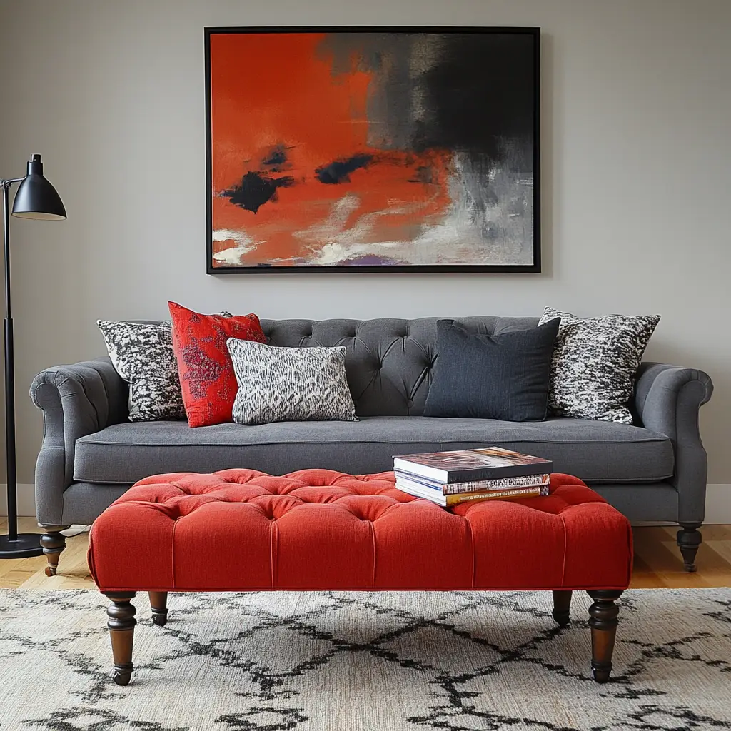 Try a Bold Ottoman Instead of a Coffee Table