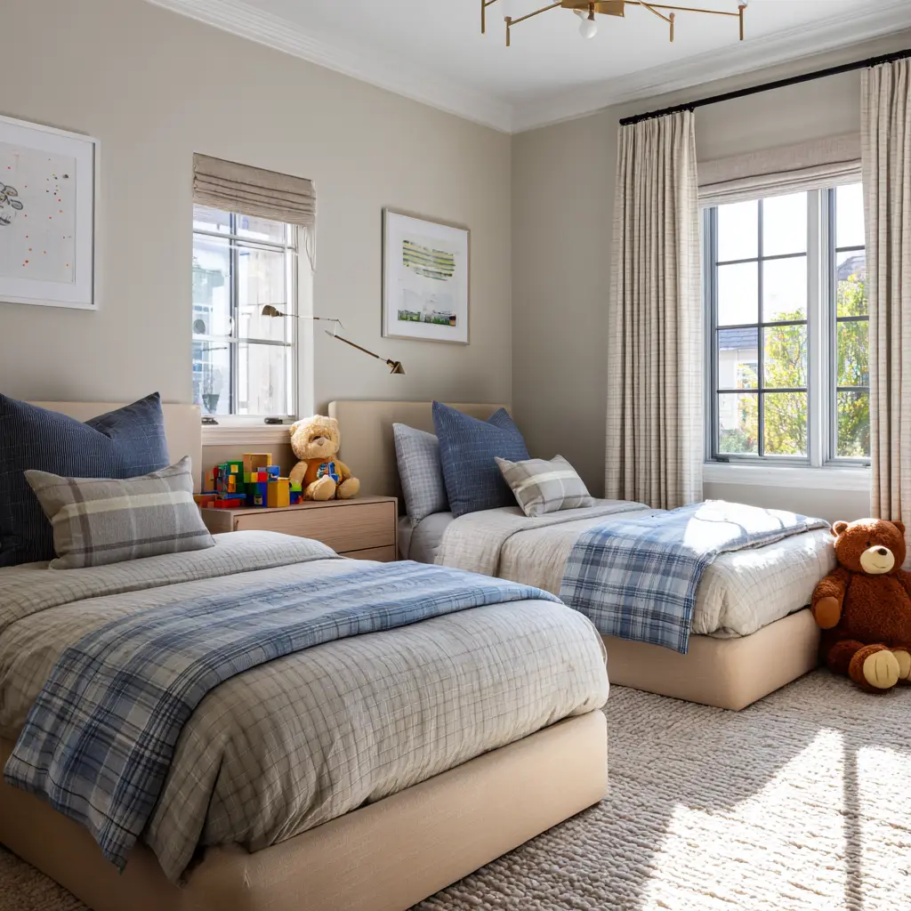 Twin Beds with a Shared Nightstand