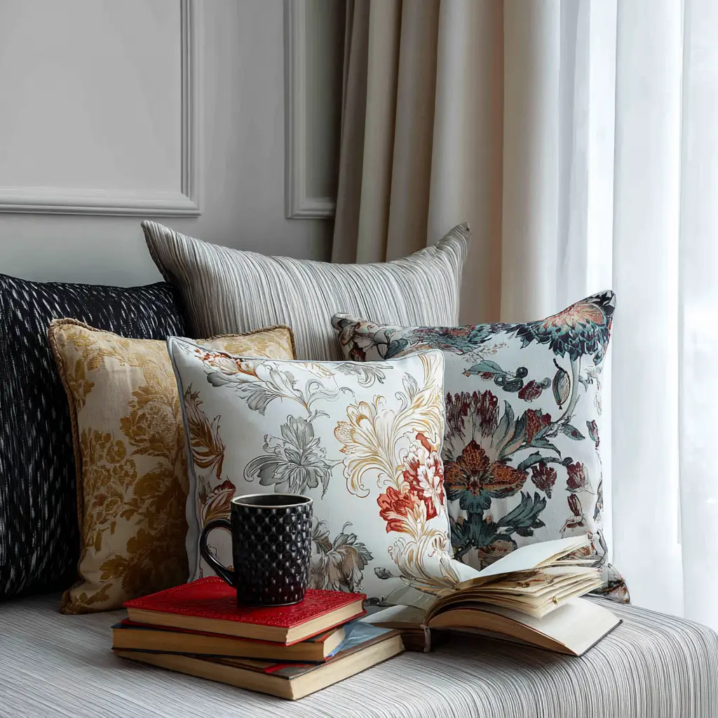 Use Decorative Pillows in Mixed Fabrics