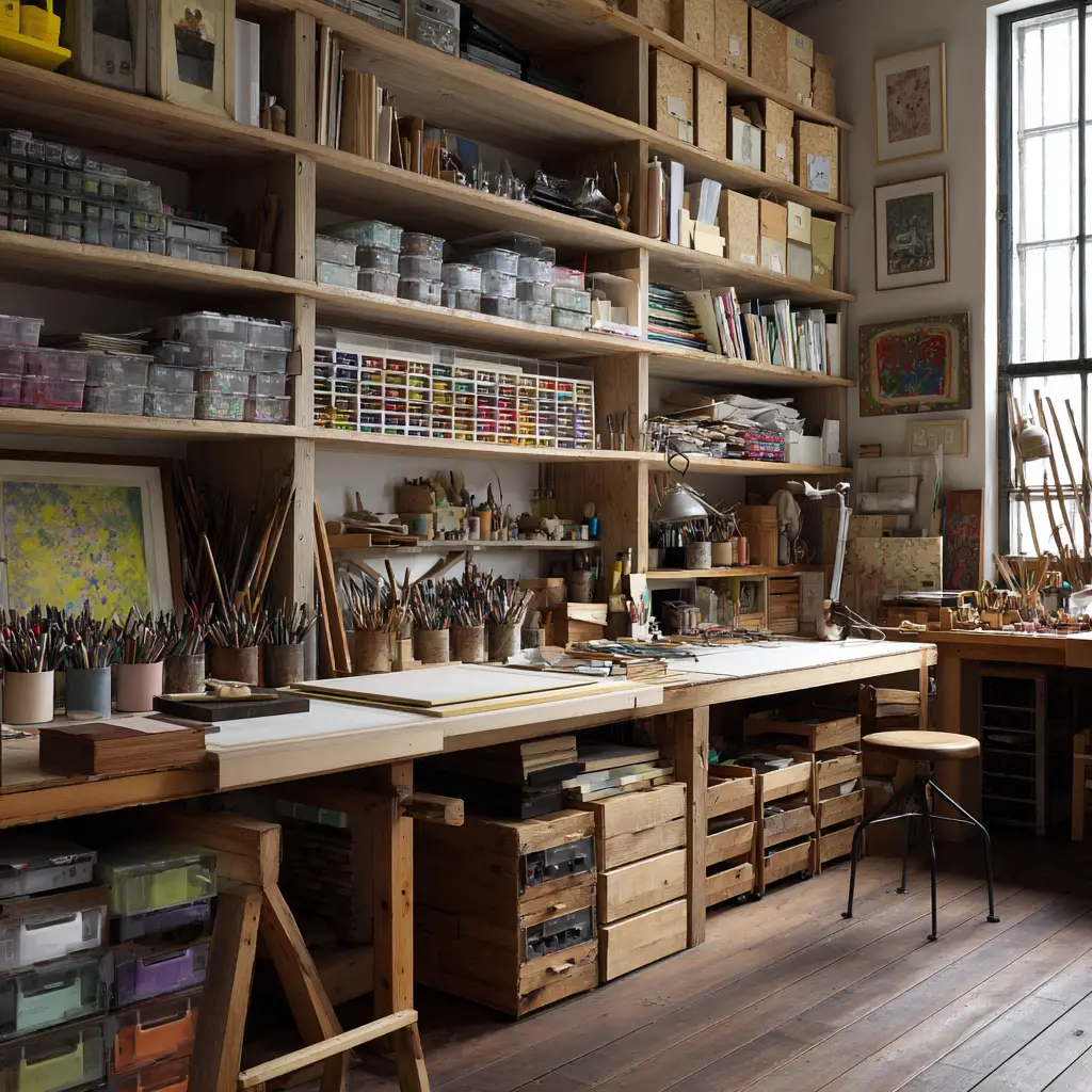 Use Open Shelving for Sketchbooks and Supplies