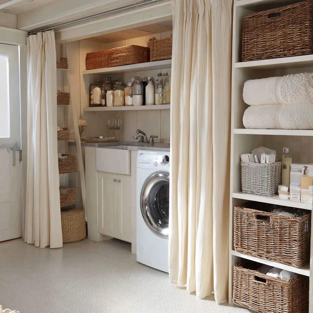 Use a Curtain to Conceal Storage