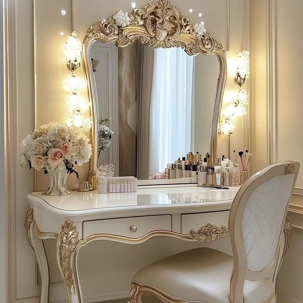 Vanity Corner with Elegant Mirror
