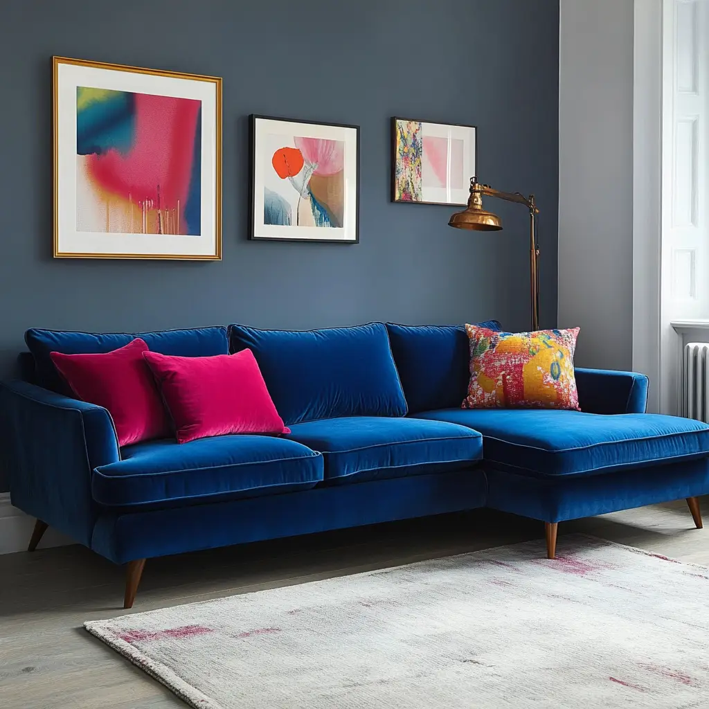 Velvet L-Shaped Sofa