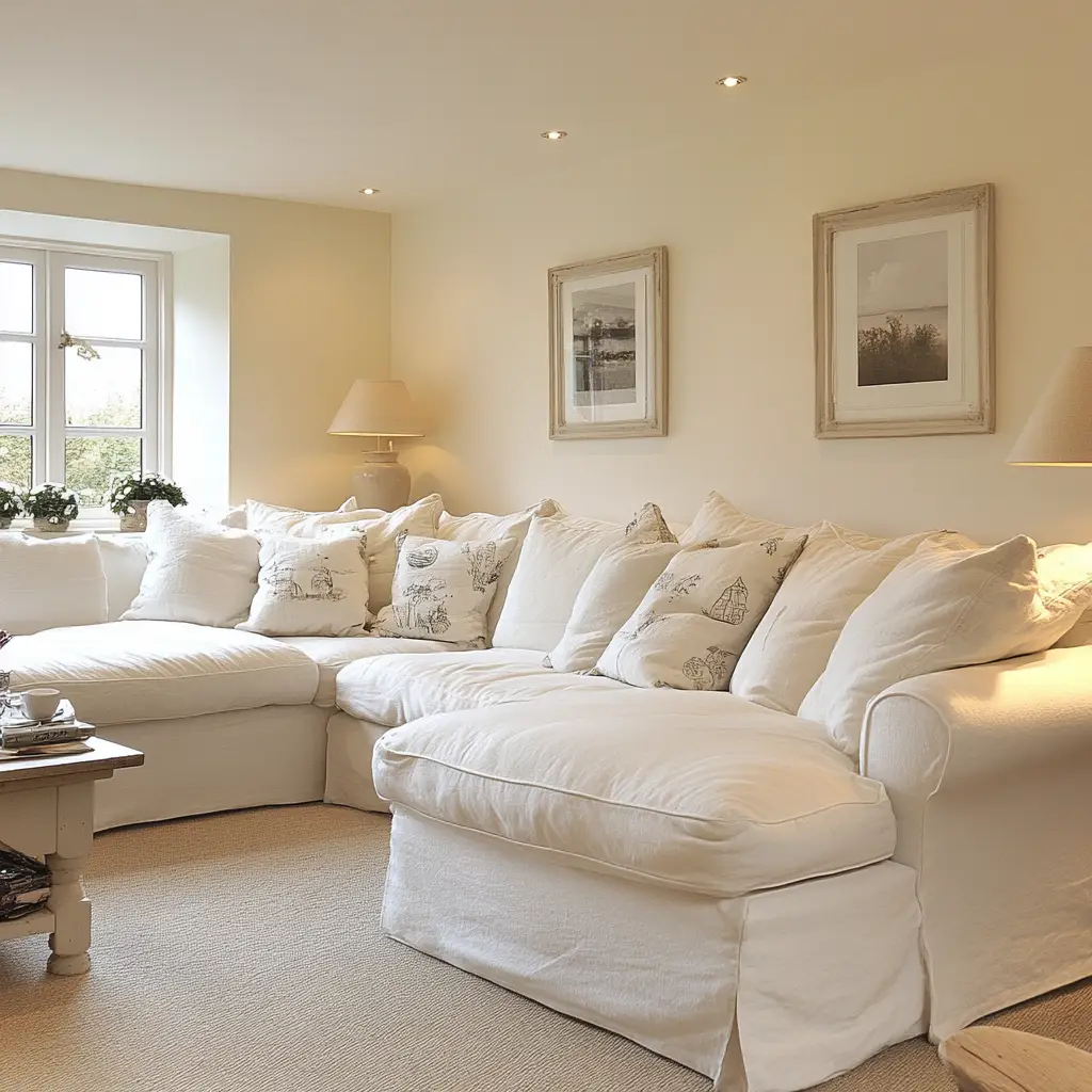 White Slipcovered Sofa