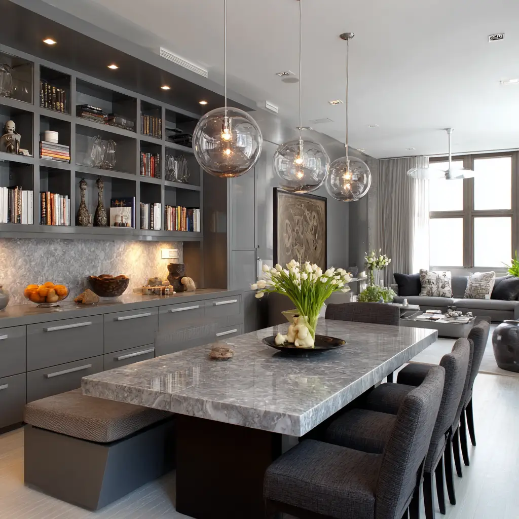 Add Floating Grey Cabinets