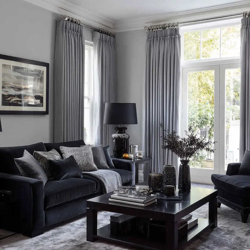 Add Grey Curtains for Elegance