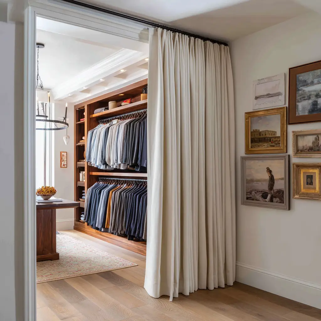 Add a Curtain in Front of an Open Closet