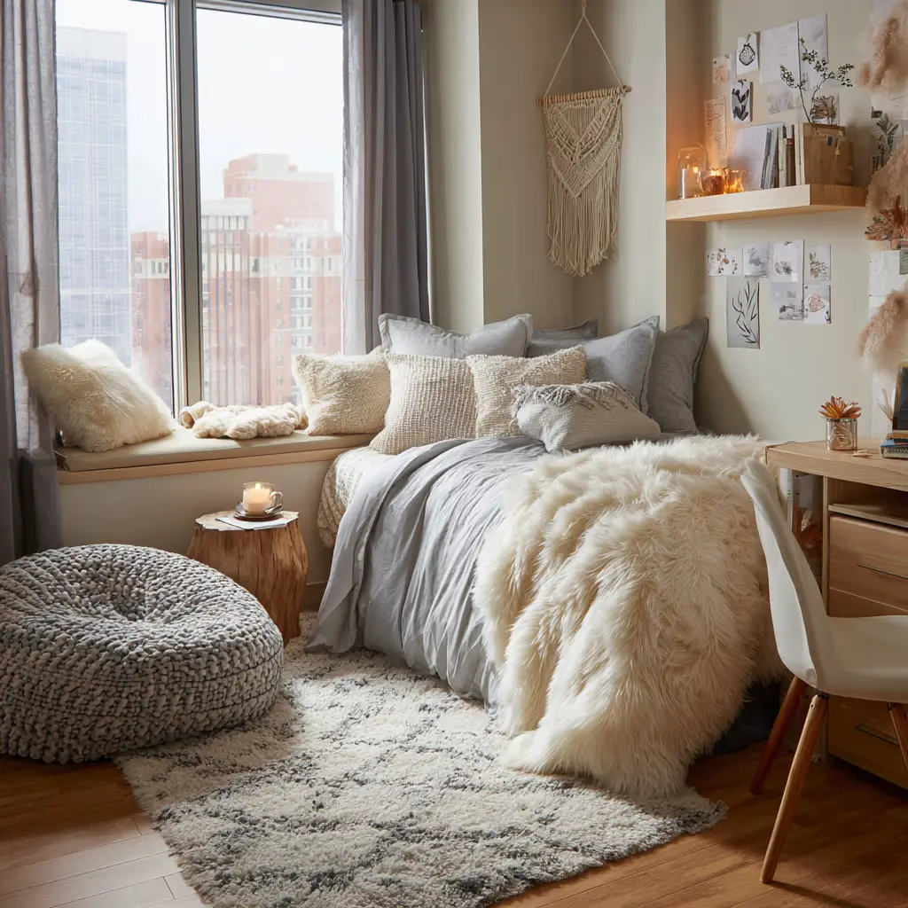 Add a Faux Fur or Patterned Rug