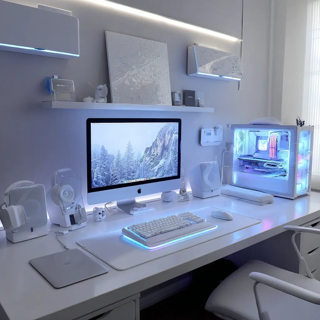 All-White Desk Setup