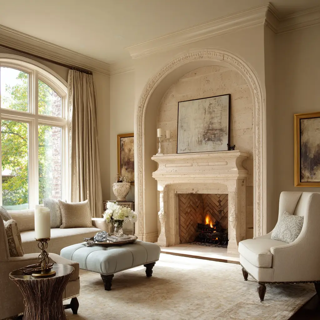 Arched Fireplace for Soft Elegance