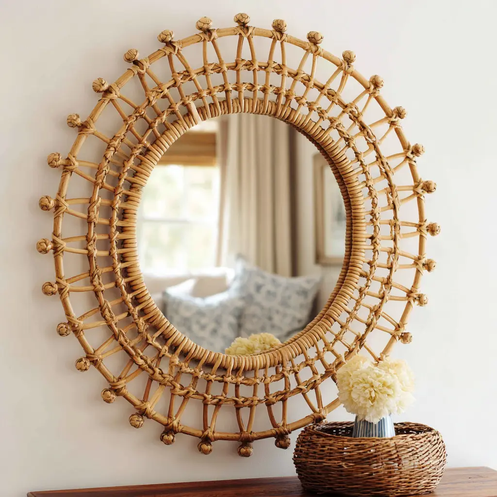 Bamboo or Rattan Mirror