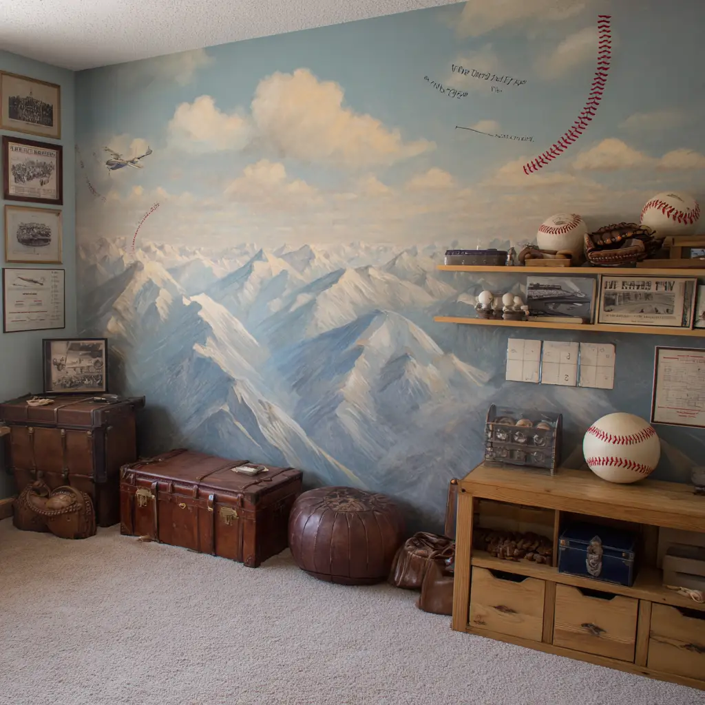 Baseball Mural Wall