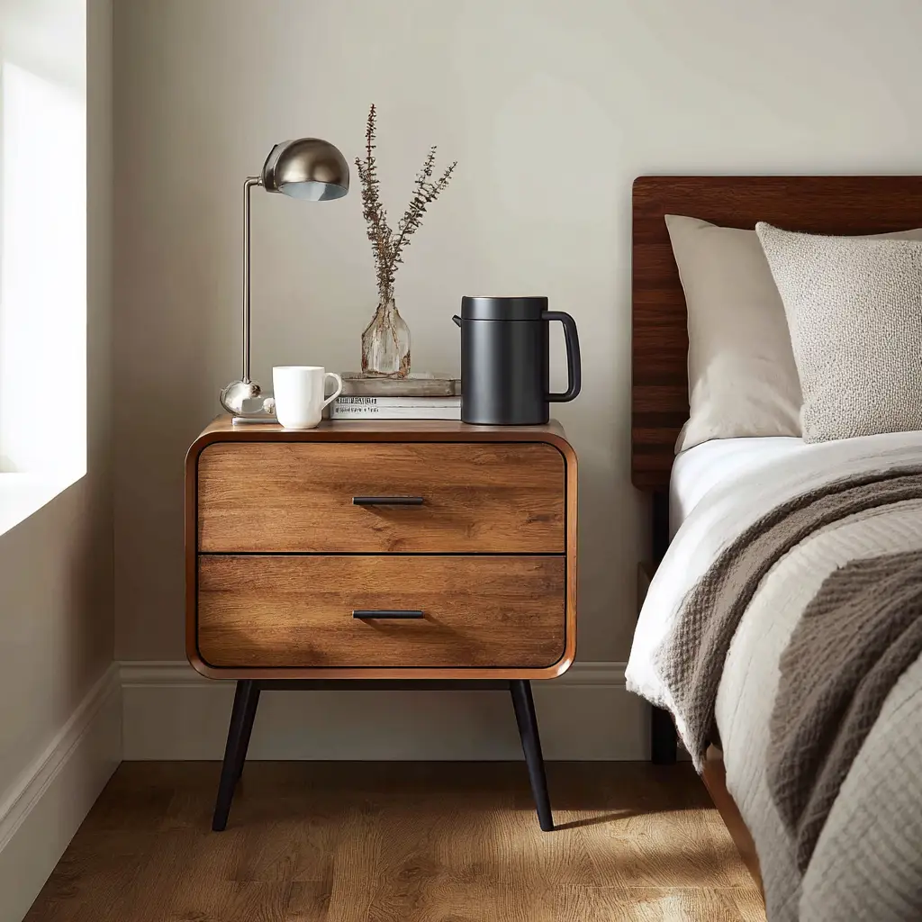 Bedside Table with Clean Lines