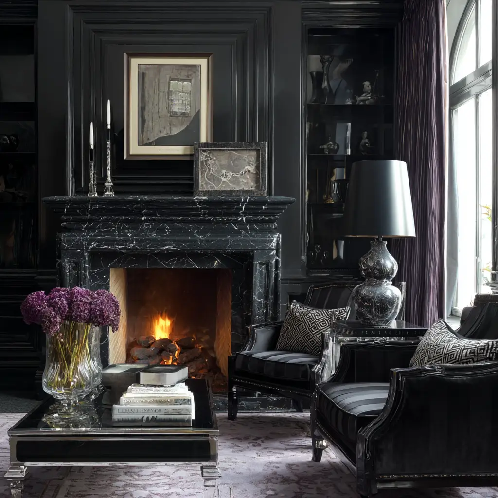 Black Marble Fireplace for Luxe Appeal