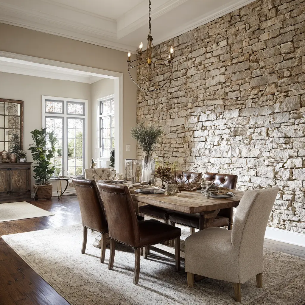 Brick or Stone Wallpaper for a Rustic Touch