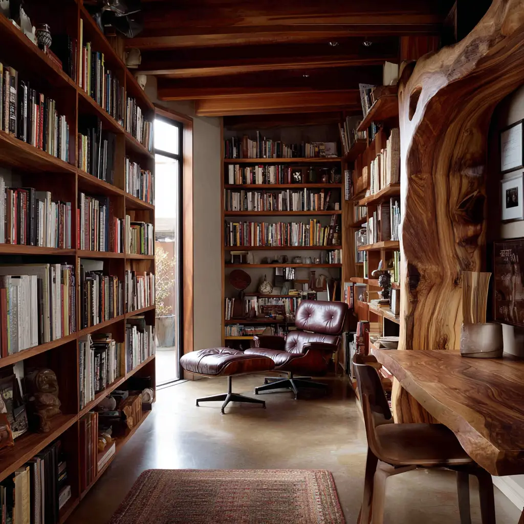 Built-In Wood Bookshelves
