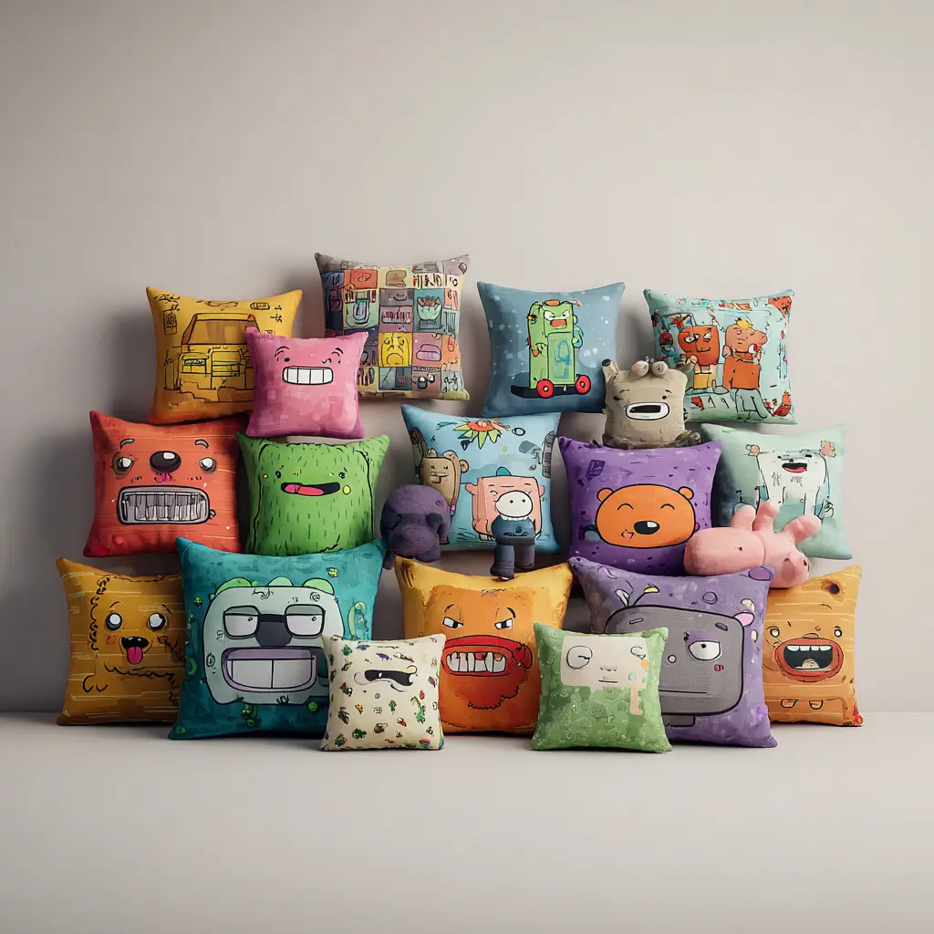 Cartoon-Style Throw Pillows
