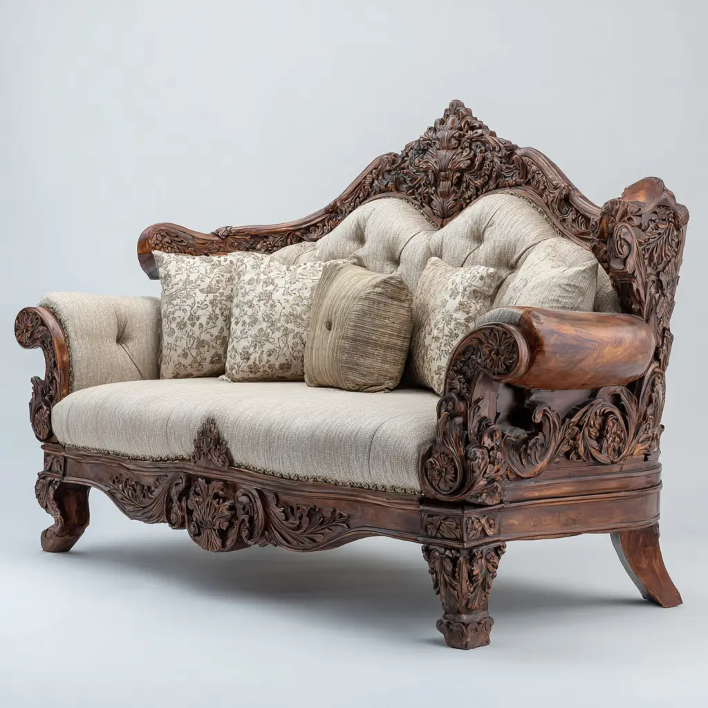 Carved Traditional Sofa