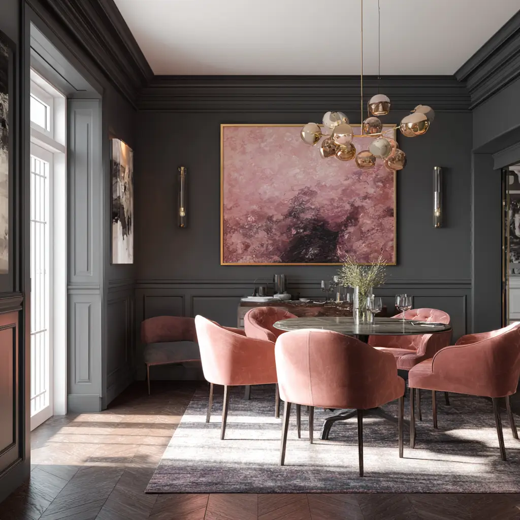 Charcoal and Dusty Rose