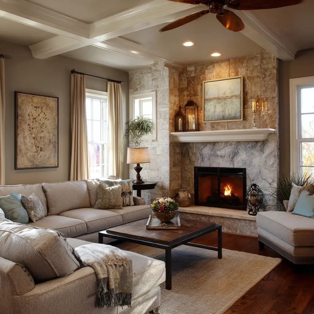 Corner Fireplace Setup