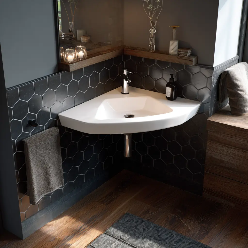 Corner-Mounted Basin
