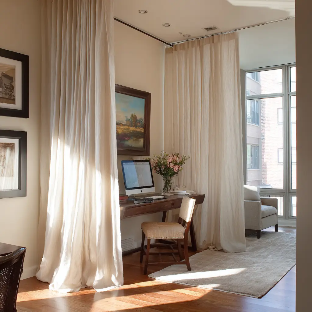 Create a Home Office Nook with Curtains