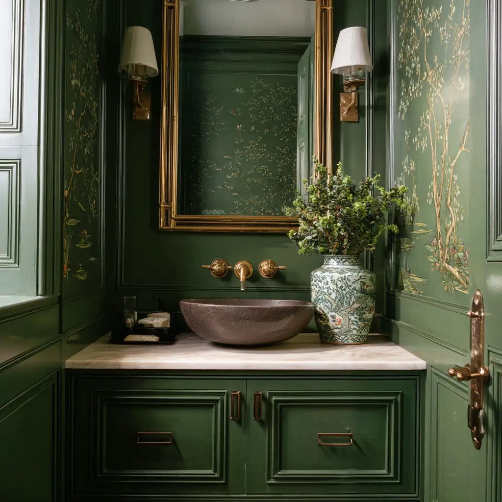 Dark Green Vanity Cabinet