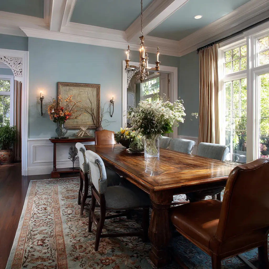 Dusty Blue and Walnut