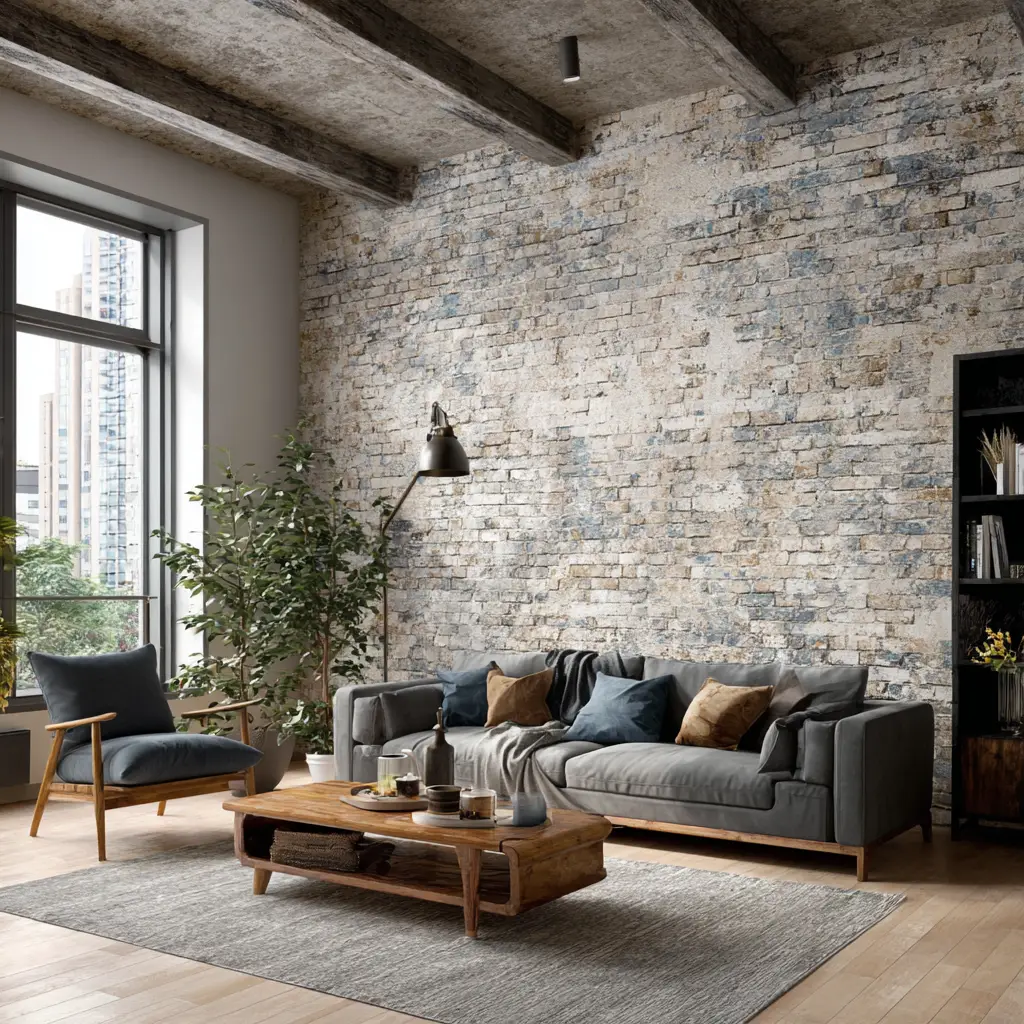 Exposed Brick or Faux Brick Wallpaper