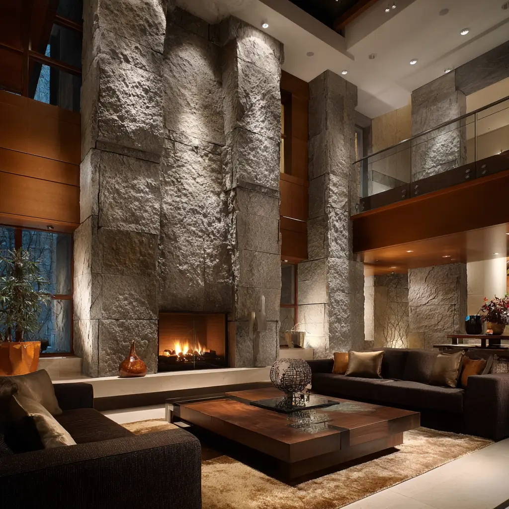 Fireplace with Natural Stone