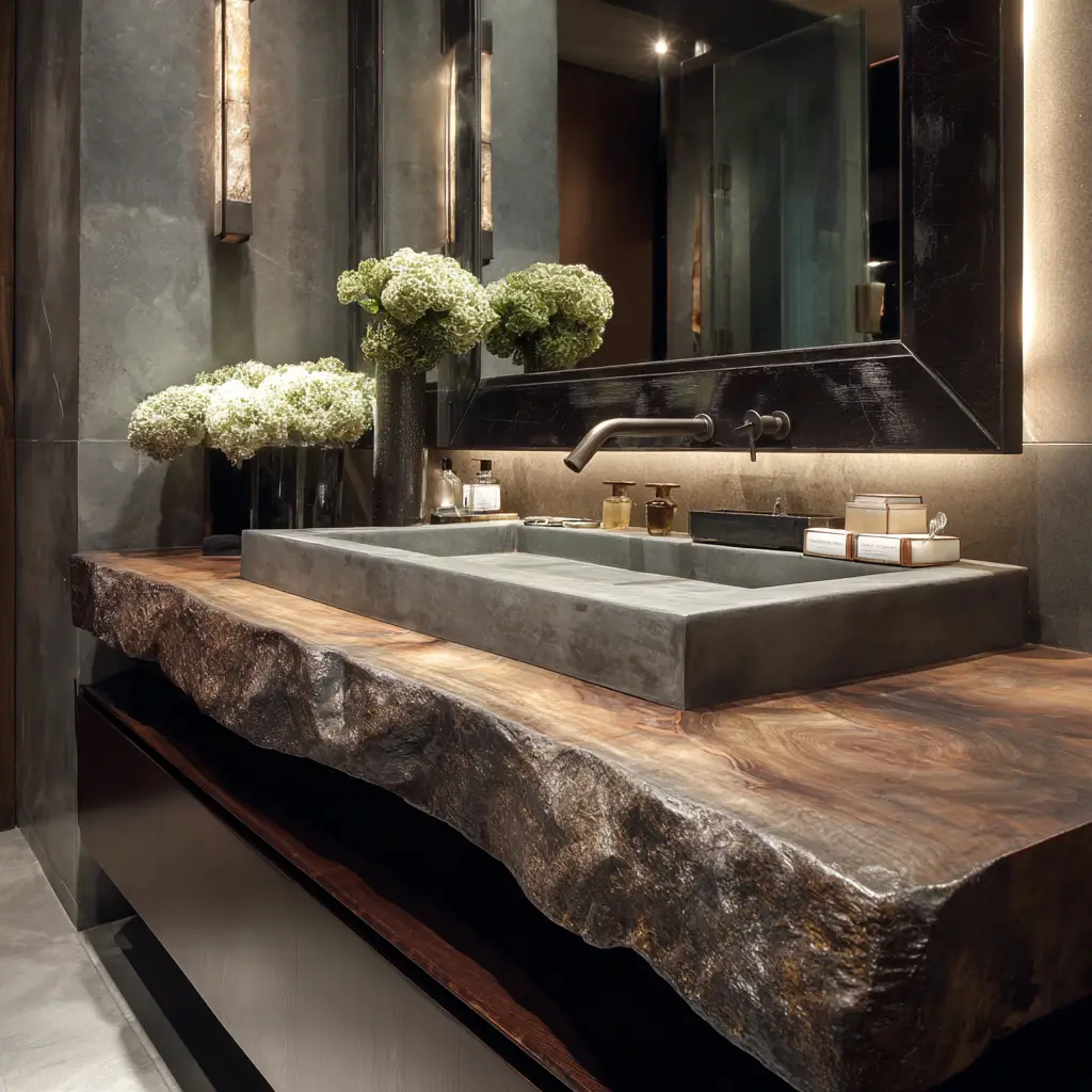 Floating Stone Slab with Basin