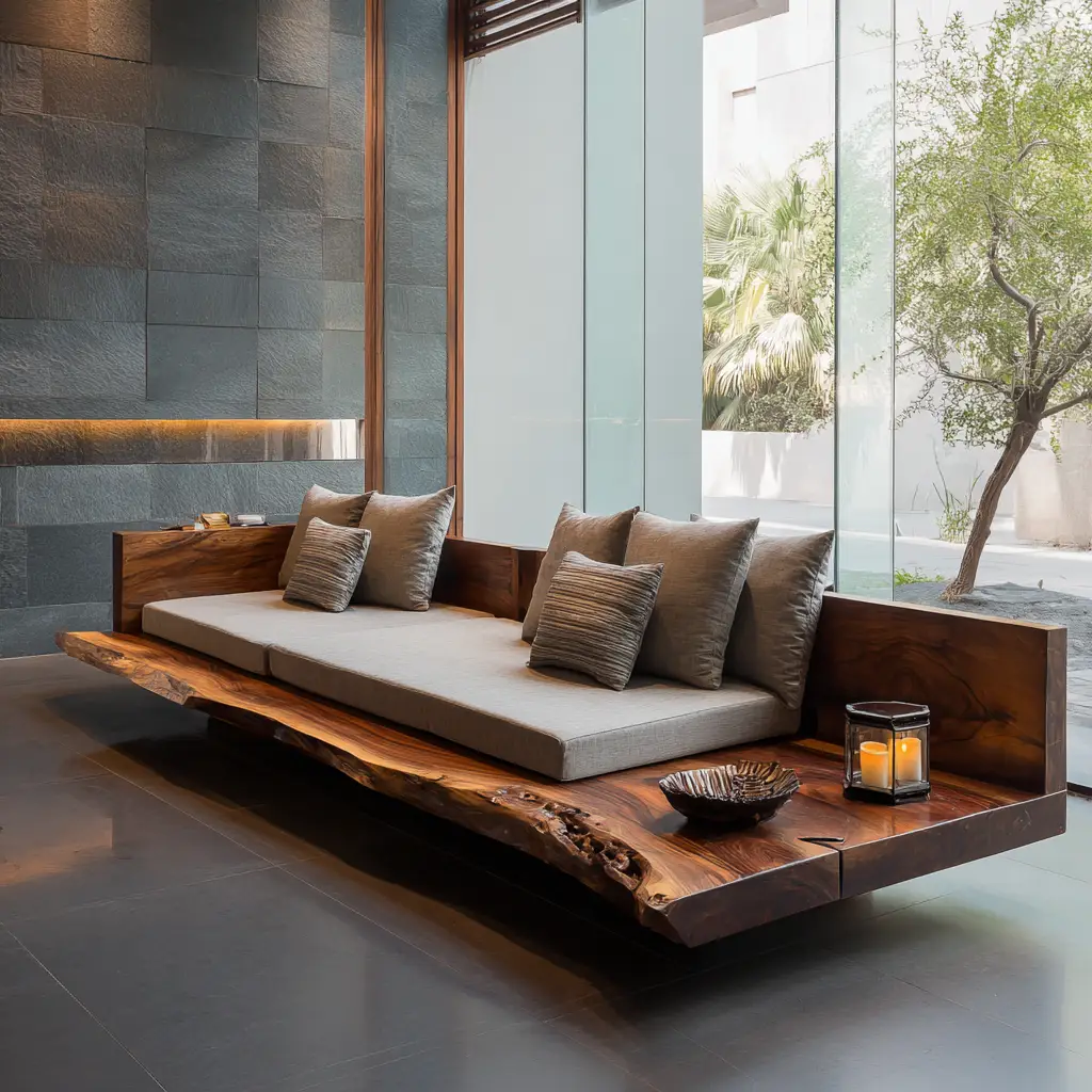Floating Wooden Base Sofa