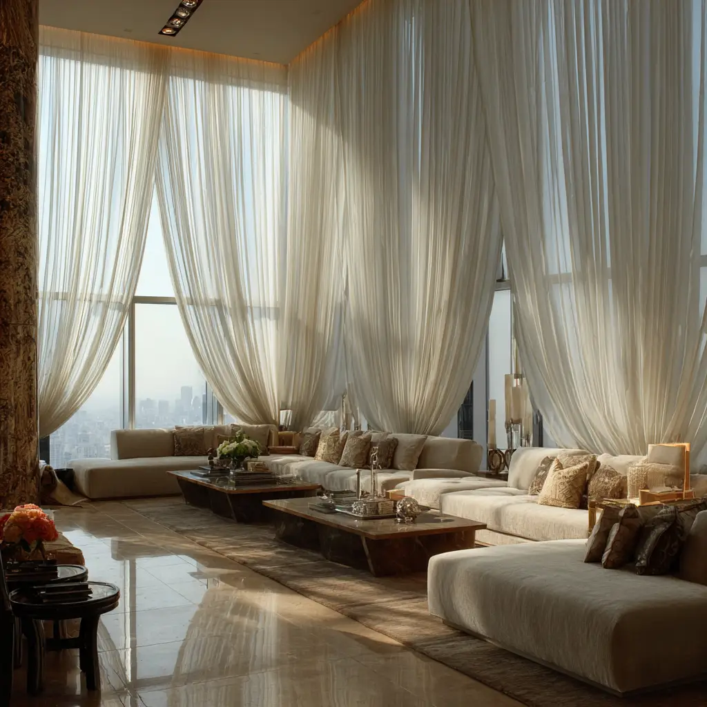 Flowing Floor-to-Ceiling Curtains