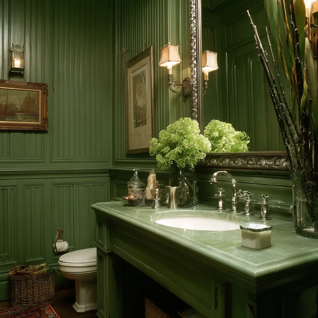 Green Beadboard Paneling