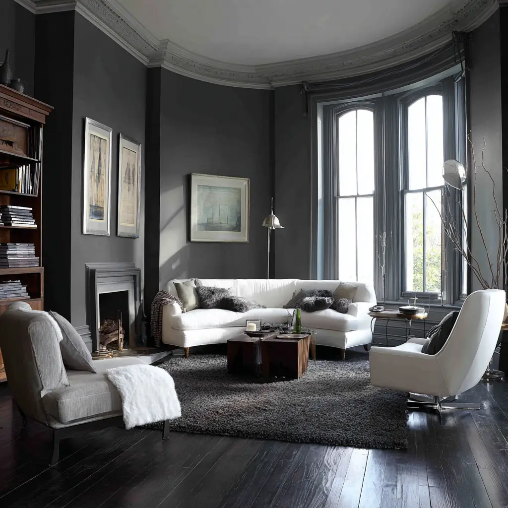 Grey Walls with White Furniture