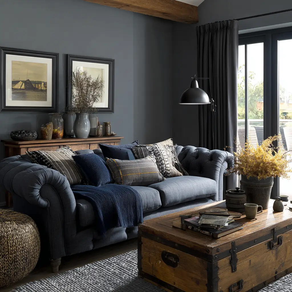 Grey with Deep Navy Accents