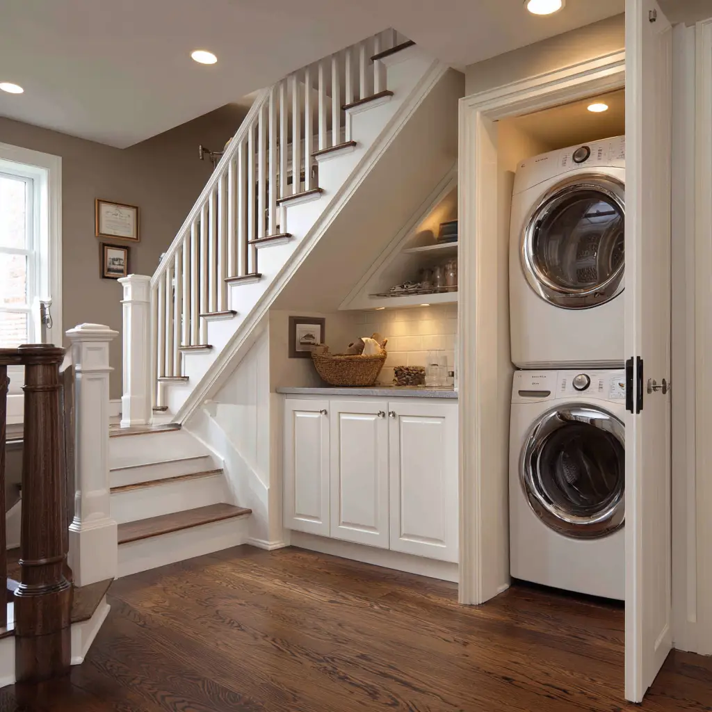 Hidden Laundry Under the Stairs