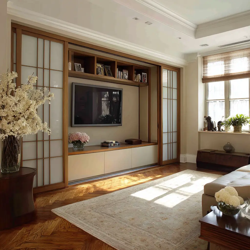 Hide the TV Behind Sliding Panels