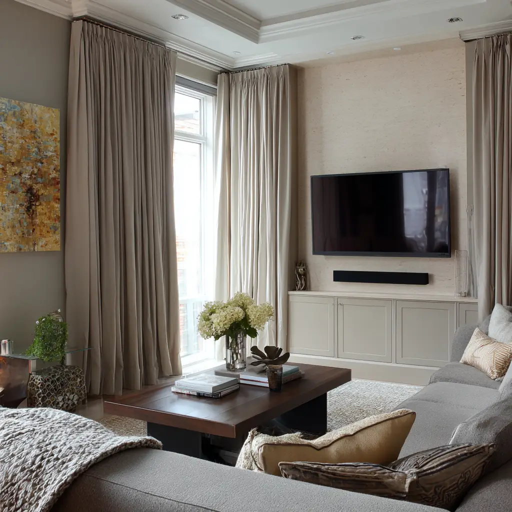Install Curtains or Panels Around the TV