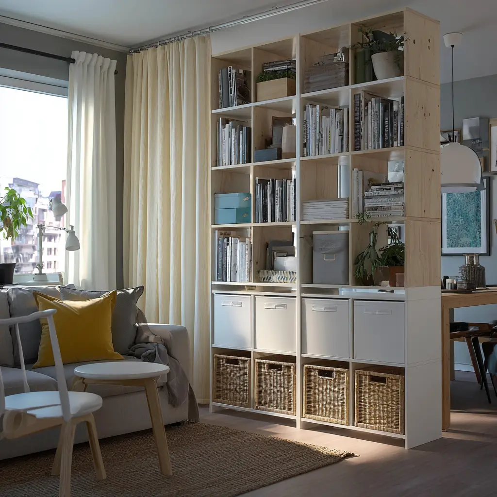Kallax with Curtain Rod