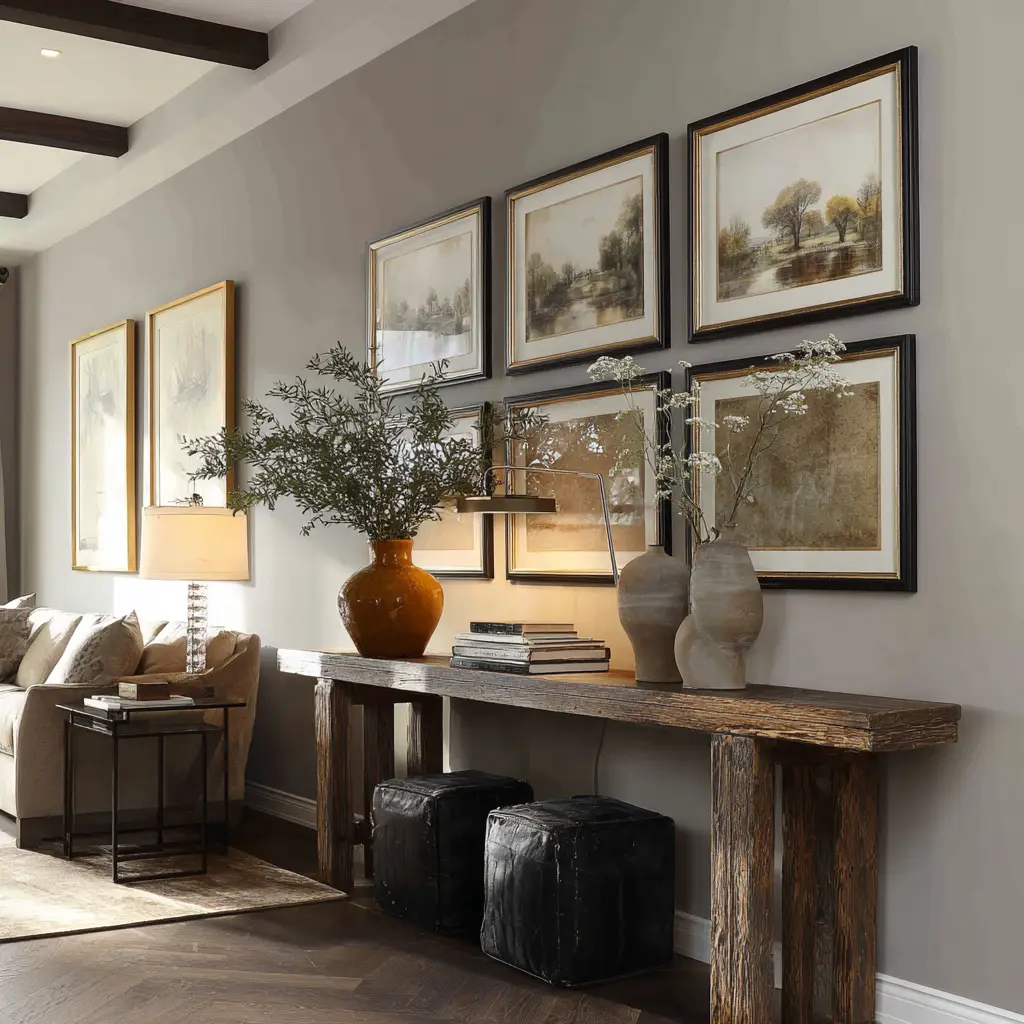 Lean Oversized Frames on a Console Table