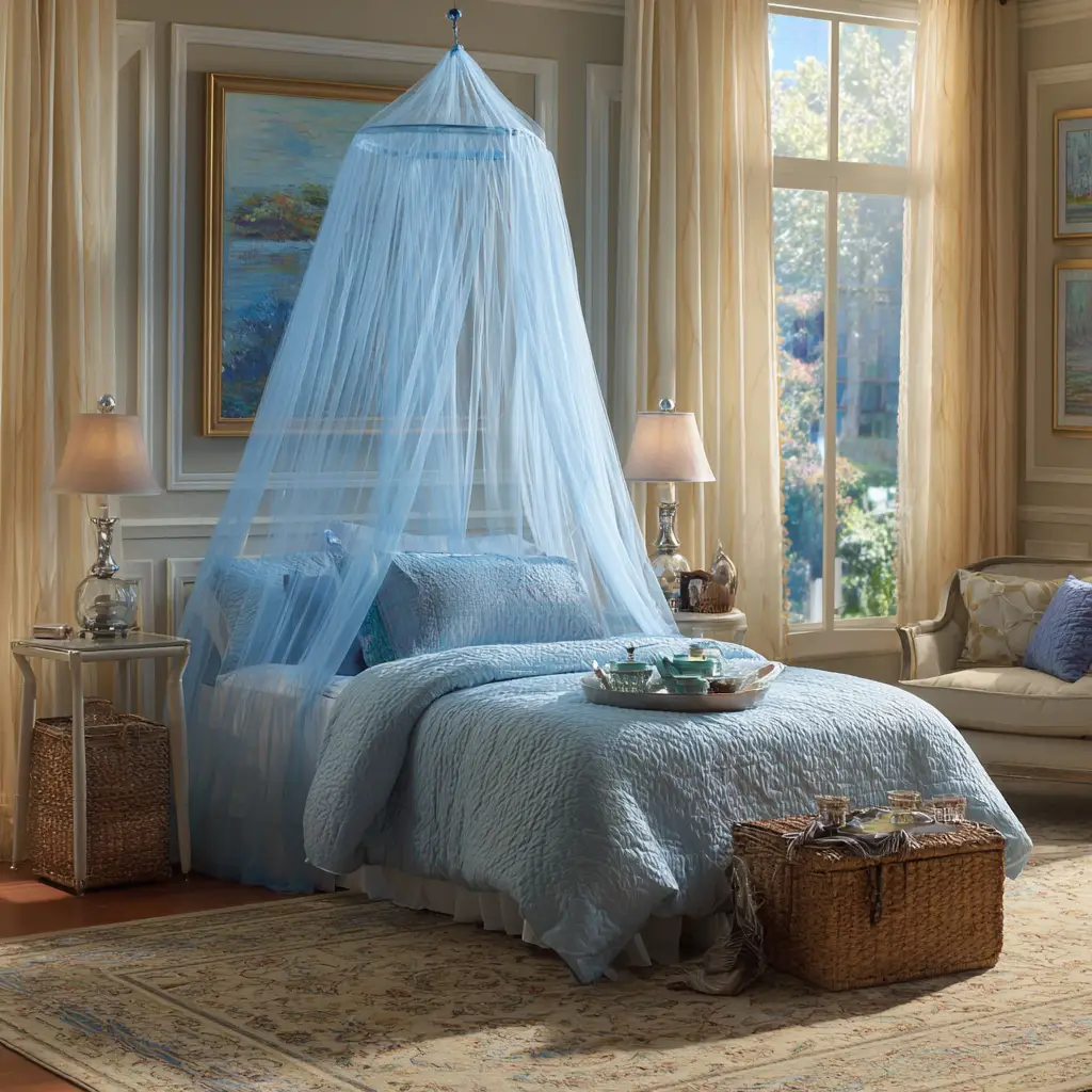 Light Blue Canopy or Bed Netting