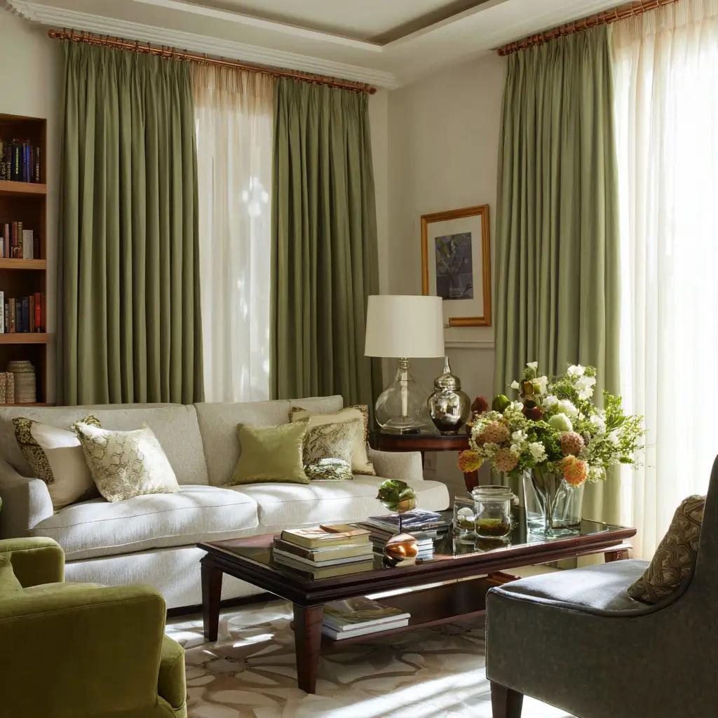 Linen Curtains with Wooden Rods