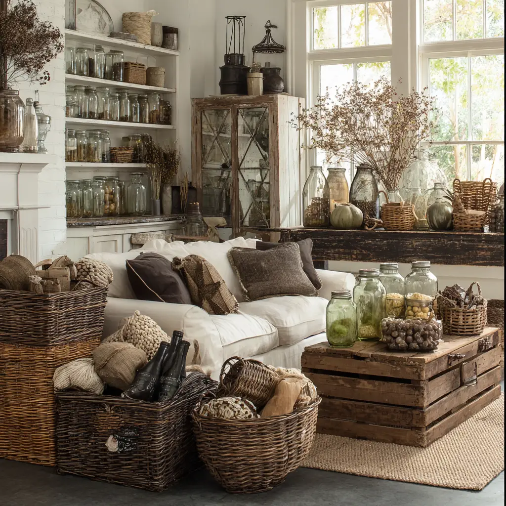 Mason Jars and Wicker Baskets