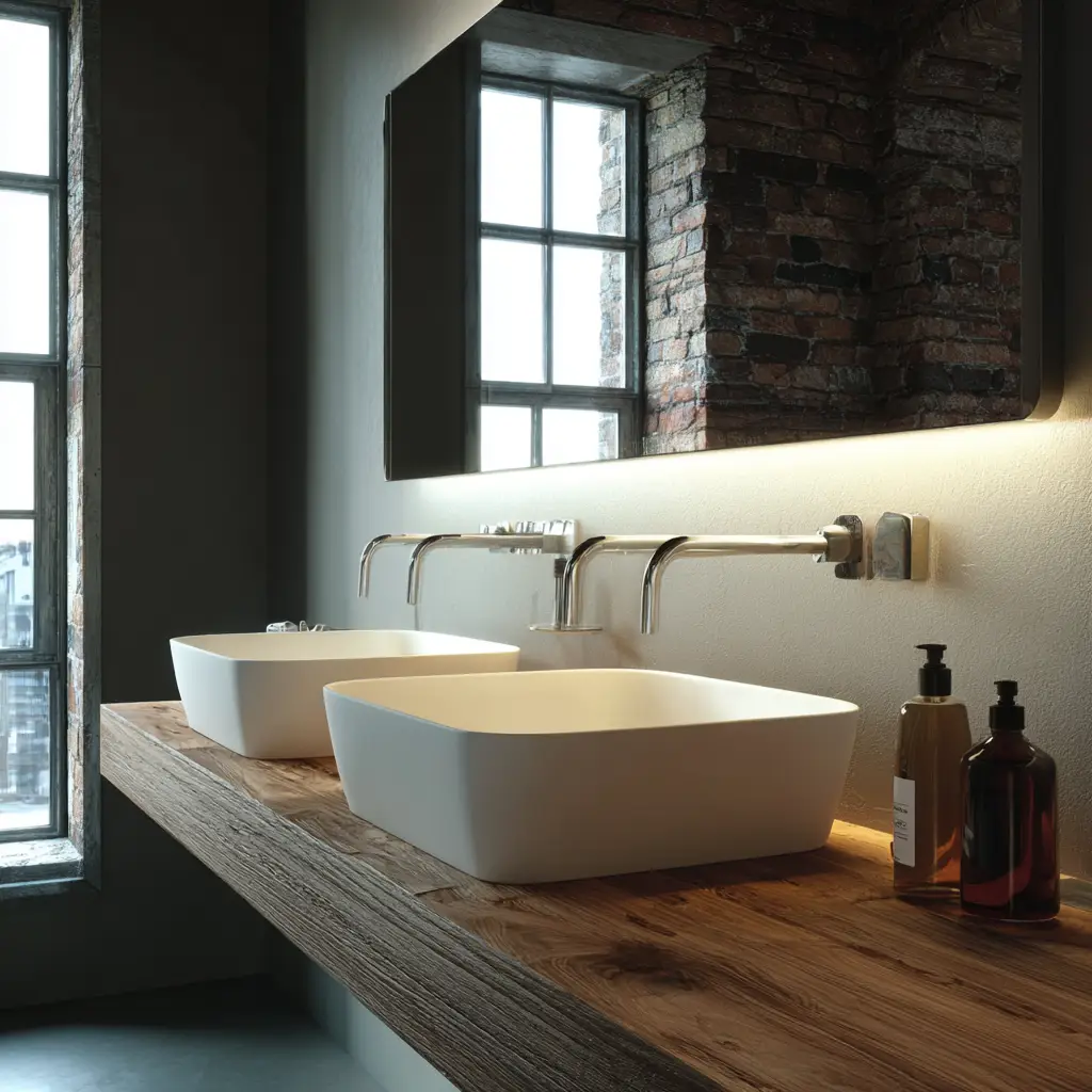 Minimalist White Basin with Open Pipes